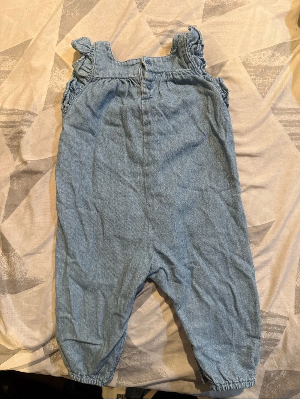 Old Navy Light Blue Denim Kids Overall Romper with Ruffle Straps